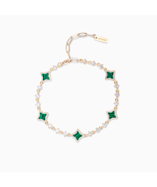 Bracelet Flower Tennis Doré - Motif Vert destockage