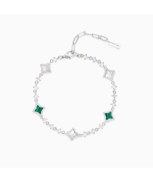 Bracelet Flower Tennis Argenté - Motif Blanc & Vert shop