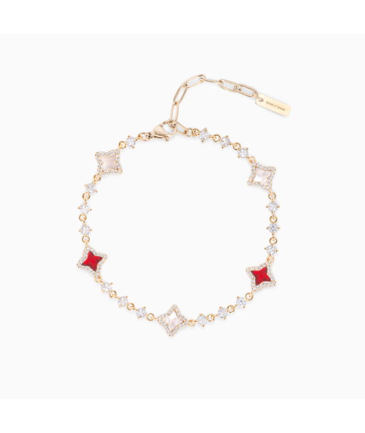 Bracelet Flower Tennis Doré - Motif Blanc & Rouge d'Europe débarque