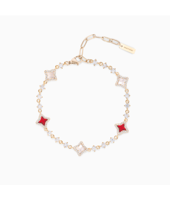 Bracelet Flower Tennis Doré - Motif Blanc & Rouge online