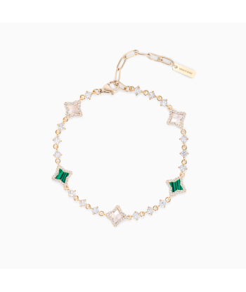 Bracelet Flower Tennis Doré - Motif Blanc & Vert ou a consommer sur place