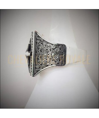 Chevalière de luxe en argent vintage antique d'étoile du nord ou a consommer sur place