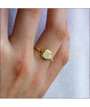 Chevalière femme or 14 carats jaune-rose-blanc le concept de la Pate a emporter 