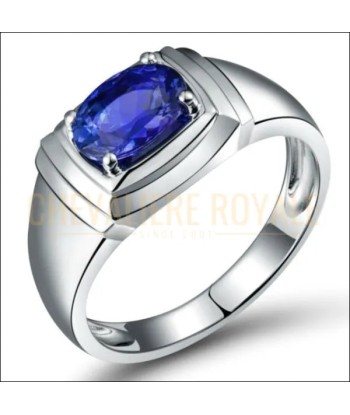 Chevalière Homme de Luxe en Or Blanc avec Tanzanite et Diamant une grave pollution 